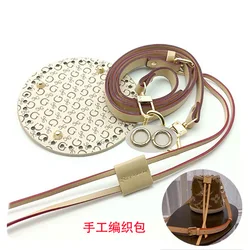 Hand made DIY bag accessories high quality leather bag bottom bag with woven bag material bucket Crochetbag