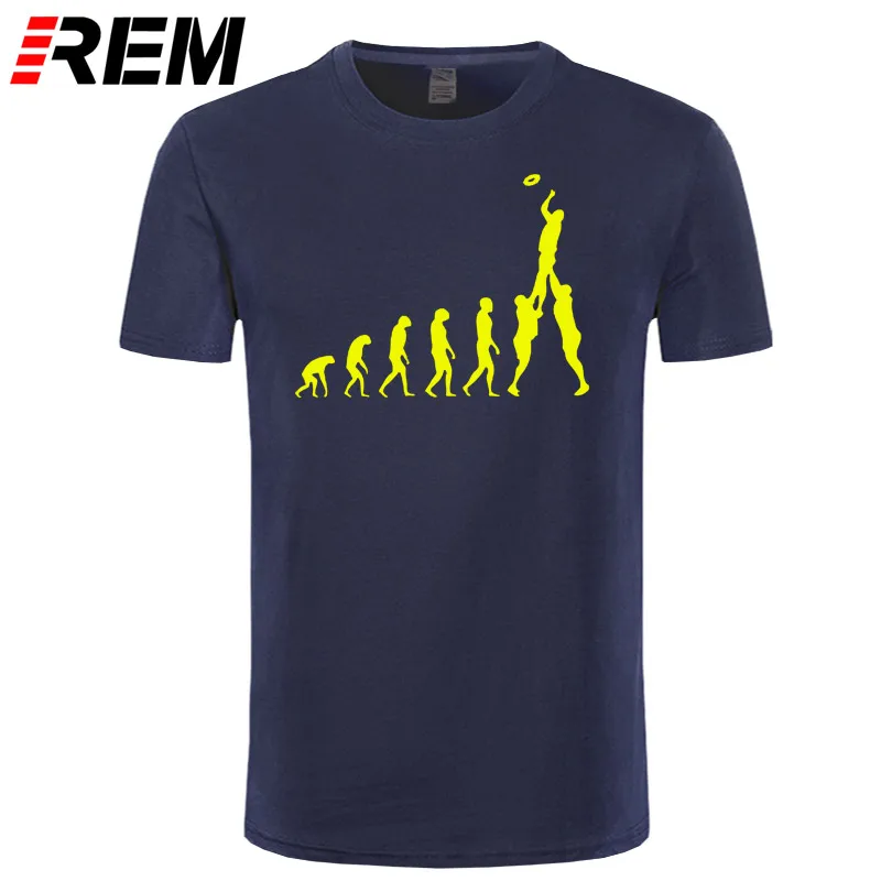 navy yellow Регби Эволюция человека футболка забавные печатные футболки мужские короткий рукав хлопок мужские топы - Цвет: navy yellow
