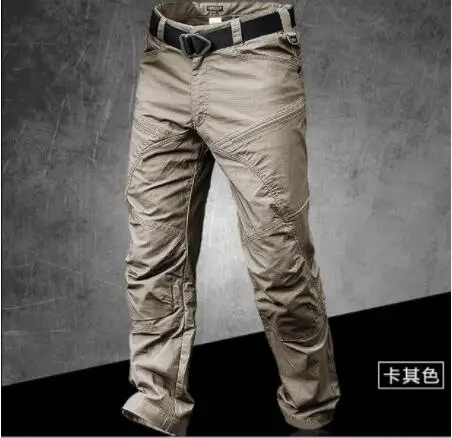 Сталкер походные брюки мужские хлопковые уличные спортивные рыбацкие охотничьи треккинговые брюки водонепроницаемые карго армейские военные тактические брюки - Цвет: khaki