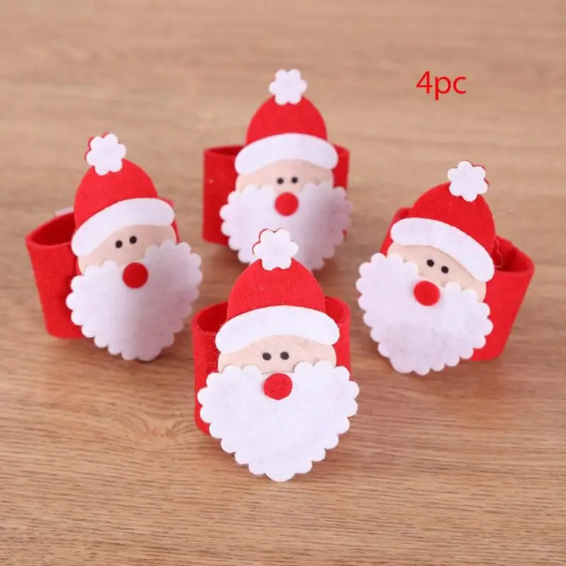 4pcs Пищевой Многофункциональный Рождественский Санта Клаус кольцо для салфеток настольный декор держатель для салфеток для рождественского ужина кухонные аксессуары - Цвет: 4pcs