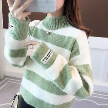

Thickened mink fluffy Slouchy wind hooded Korean version loose wear Pullover women's winter plus size