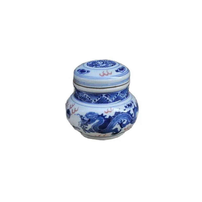 

Jingdezhen blue and white double dragon pearl opera, aromatherapy stove