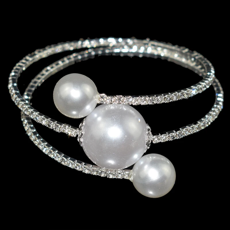 2row silver 3 pearls AOUSIX, простой кристалл, жемчуг, Свадебные Ювелирные наборы, стразы, модные свадебные ювелирные изделия, серебряный цвет, ожерелье, браслет, наборы для женщин - Окраска металла: 2row silver 3 pearls