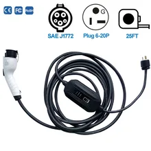 J1772 evse электрический автомобиль Зарядное устройство evLevel 2/AC 166V~ 280V 6A 8A 10A 12A 16A Type1 16A Mode2 NEMA6-20plug Семья зарядки SAE J1772