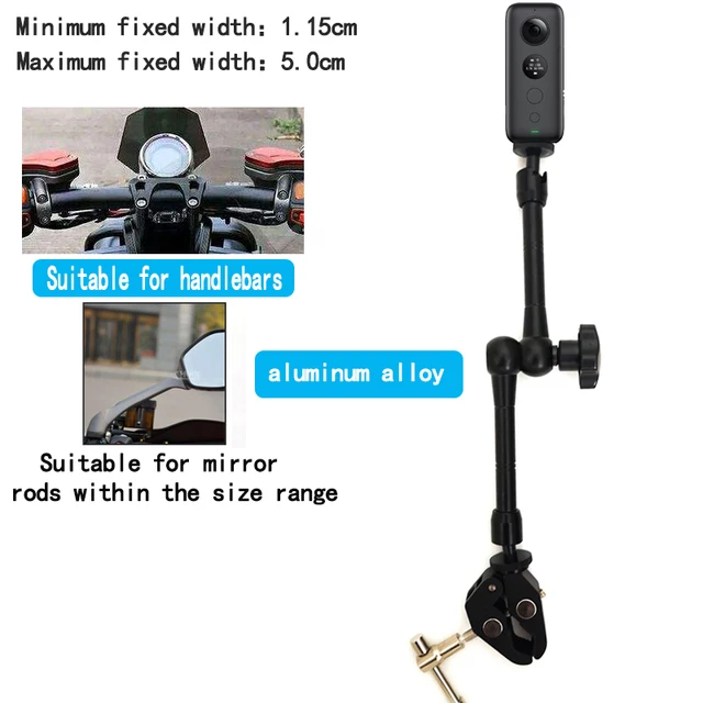 Support Vélo HSU Pour GoPro, Support Guidon Moto Rotatif Réglable à 360 Degrés Pour Hero 12/11/10/9/8/7/6/5/4/3, Et Insta360 Caméra D'action(Noir Camera Velo