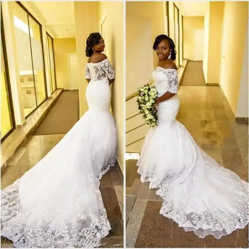 Новое поступление, Африканские свадебные платья русалки 2020, vestido de noiva, с коротким шлейфом, черные женские свадебные платья индивидуального