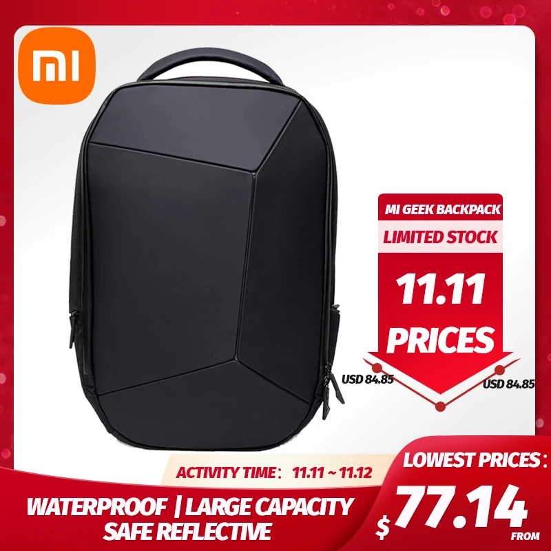Оригинальный рюкзак Xiaomi Mi Geek Мужская водонепроницаемая безопасная