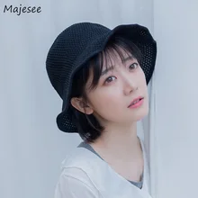 Панамы женские летние дышащие солнцезащитные однотонные высококачественные простые женские шапки в Корейском стиле Kawaii женская мода