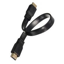 Черный короткий HDMI штекер плоский кабель Шнур Full HD для аудио-видео HDTV