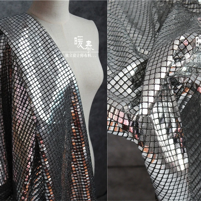 

Checkered Sequins Fabric dress live shooting background stage decor costume design fabric DIY