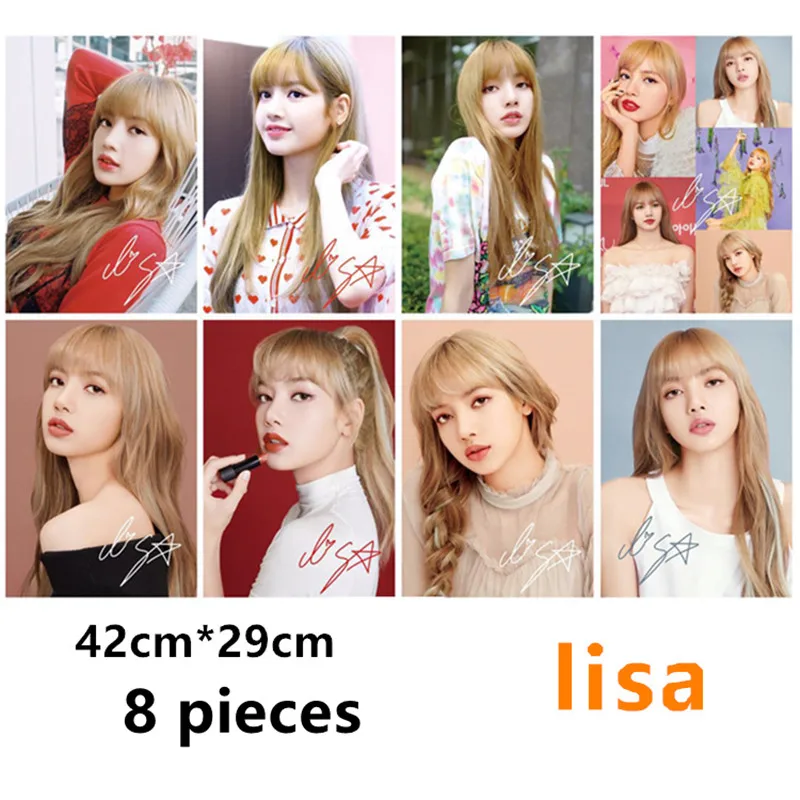 64 шт. (8 комплектов) Черный Розовый KPOP плакат игрушки черный розовый lisa Jennie JISOO ROSE A3 плакаты на настенные подарки