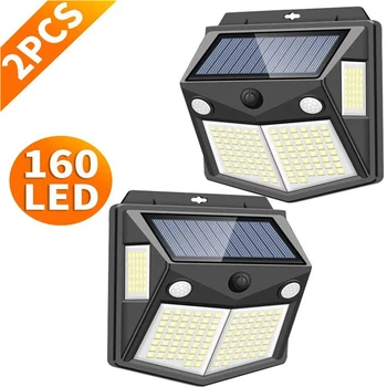 

160LED Wireless Solar Lights, Motion Sensor Solar Lights With 160° Detect Angle, Waterproof Fence Security Lights For Garden