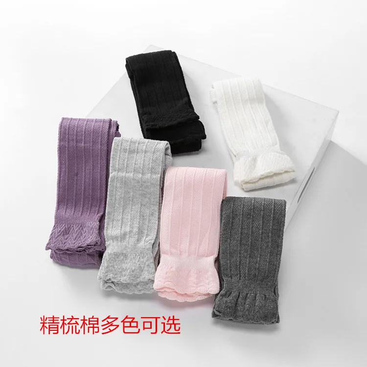 

Spring And Autumn Boutique Girls Stripes Stitched Pattern Leggings College Style Children Korean-style Screw Type Capri Patyhose