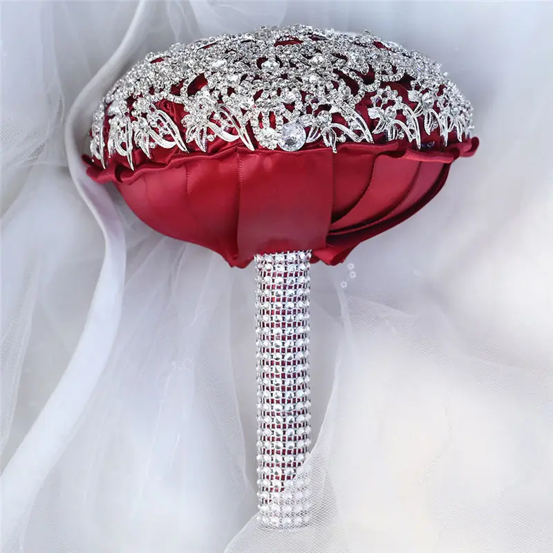 Advanced Customization Dark Red Rose Artificial Flowers Wedding Flower Bride's Wedding Bouquet With Hand Holding Flower W520 Advanced Customization Dark Red Rose Artificial Flowers Wedding Flower Bride's Wedding Bouquet With Hand Holding Flower W520