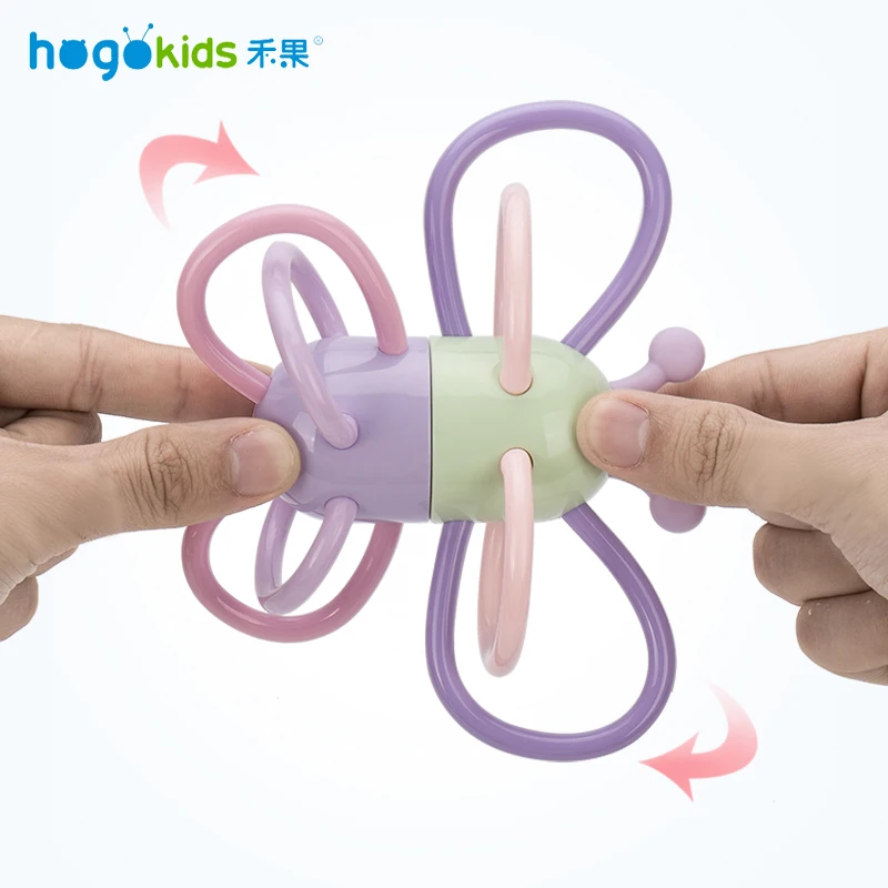Hogokids, Прорезыватель для зубов для малышей, подарок для душа, Мультяшные животные, силиконовый прорезыватель, пищевая игрушка для кормления детей, бабочка