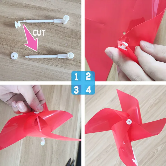 100pcs Windmill+ 100pcs Pole  Waterproof  Plastic Windmill Toys Garden Lawn Party Decor Toy Gift for Kids Craft Toys 4