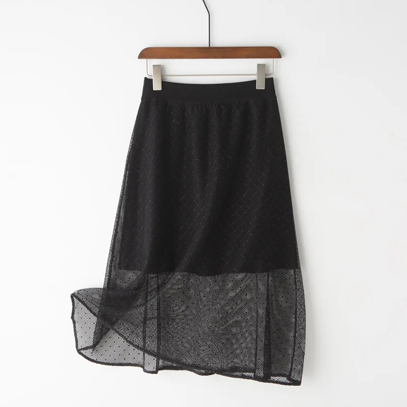 

Spring And Autumn New Style Skirt Mesh Skirt Ol 2019 Knitted A- line Midi-skirt WOMEN'S Dress 2083