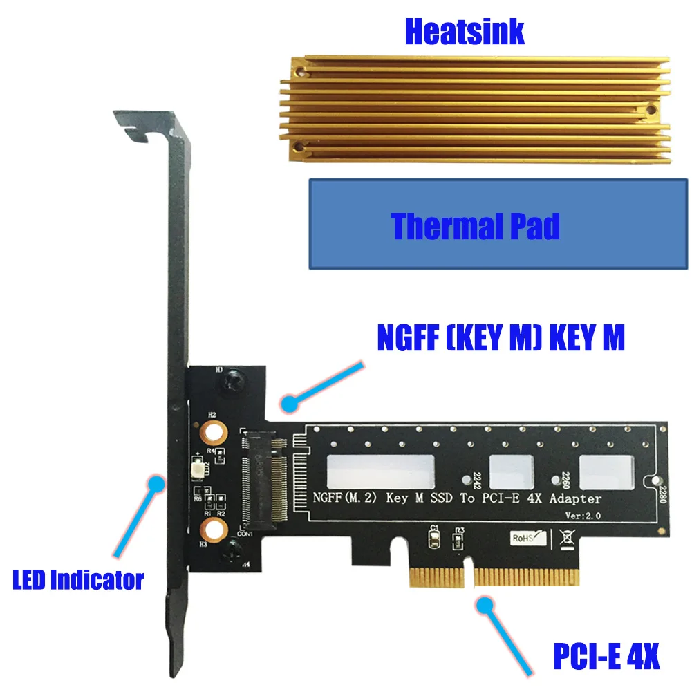Накопитель SSD с протоколом NVME PCI-e Express X4 слот Настольный привод расширение Профессиональный стояк Сменный адаптер карта модуль компьютерные аксессуары