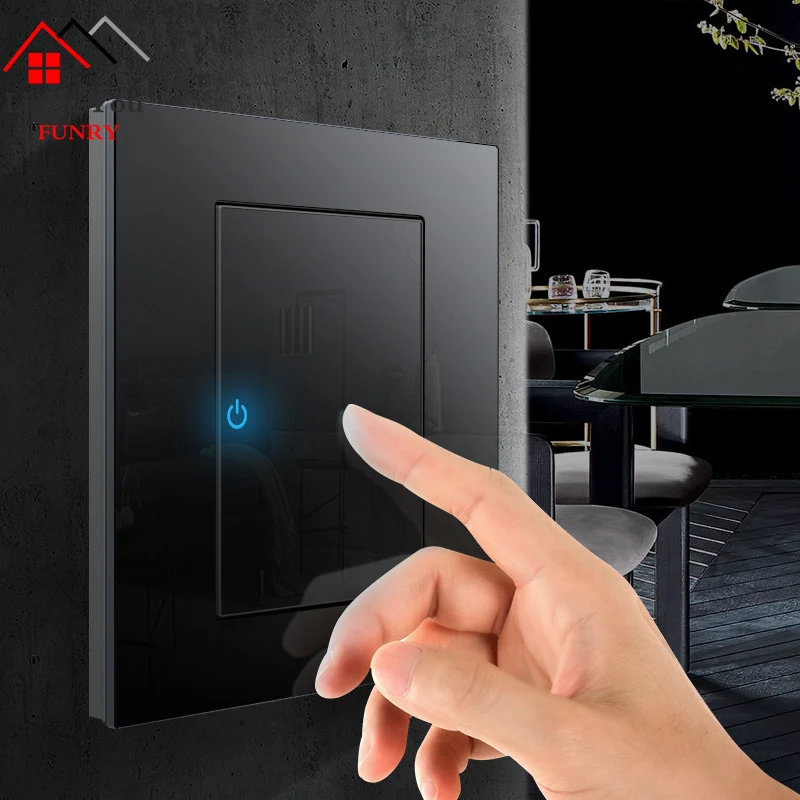 

1 2 3 4 Gang 1 2 Way Black and White Household Switch Socket Type 86 Wall Socket With Led Acrylic Glass Mirror Reset Switches