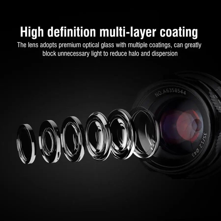 7artisans 35mm f1.2 Large Aperture Manual Focus APC-S Mirrorless Camera Lens lentille Cameras Manual Focus Fixed Lens