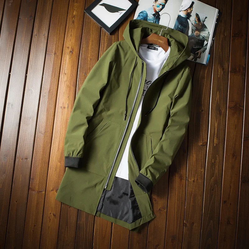 

2019 Autumn men's windbreaker, handsome trend cloak, spring and autumn youth men's medium fashion length coat