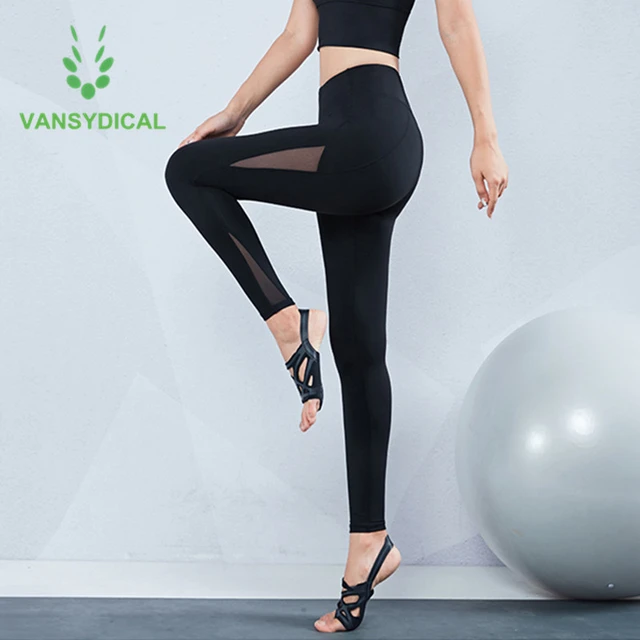 Women's High Waist Mesh Yoga Pants Stretch Running Tight Fitness Stretch  Tummy Control Workout Squat-Proof Pants (Black, XL)