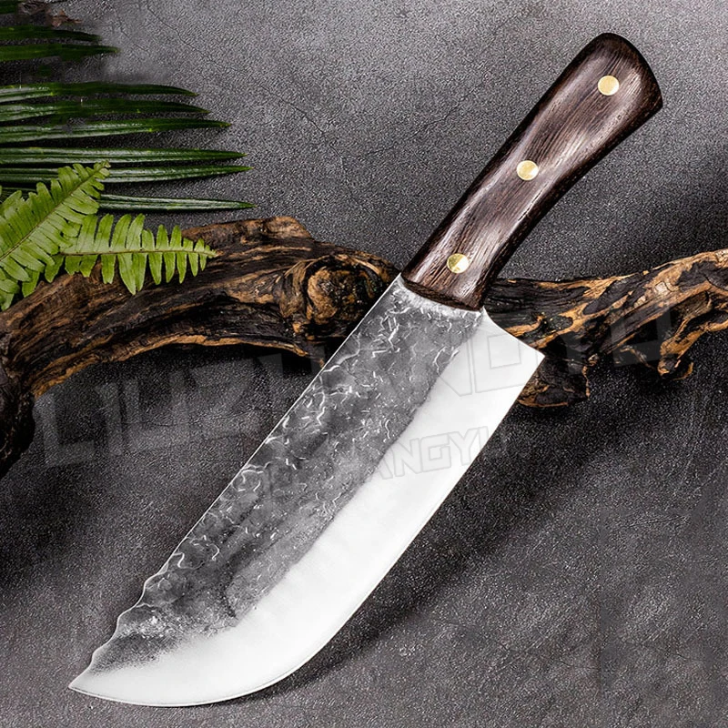 

Профессиональный китайский кухонный нож LIUZHANGYU, кованый нож ручной работы из нержавеющей стали для мясника, нож для измельчения мяса, китайский шеф-повар K