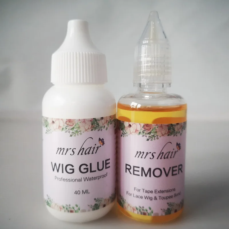 GLUE and REMOVER 40 мл клей для кружевного парика+ 30 мл средство для удаления парика Невидимая клейкая лента для наращивания волос/система фронта шнурка клей для парика - Цвет: GLUE and REMOVER