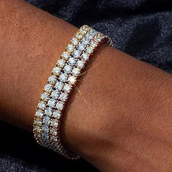 

US7 3mm 4mm 5mm AAA+ 1 Row Cubic Zirconia Tennis Bracelet&Bangles Iced Out Hip Hop Jewelry Gold CZ Charms Bracelet for Men