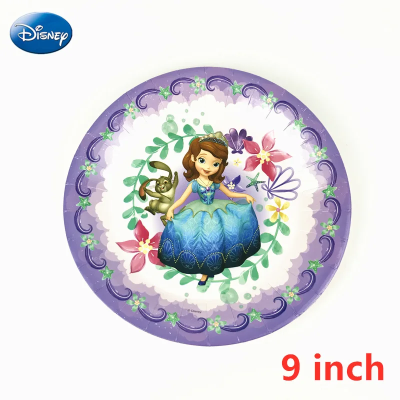 9 inch-6pcs 6 шт. мультфильм Дисней София принцесса дети девочки день рождения декоративная бумага для вечеринок тарелка блюдо 7 дюймов печать круглые тарелки принадлежности для праздника - Цвет: 9 inch-6pcs