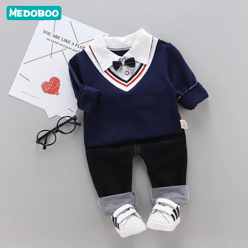 Medoboo/комплект одежды для малышей с героями мультфильмов, детские толстовки для мальчиков и девочек пальто для маленьких джентльменов, куртка+ штаны одежда для малышей детская спортивная одежда