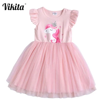 

VIKITA Toddlers Summer Dresses Girls Pink Tutu Dresses Children Birthday Party Wedding Costumes Girls Unicorn Butterfly Dress