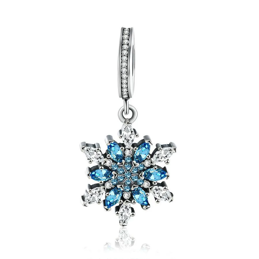 Сверкающая Снежинка кружева Botanique кристаллизованный цветочный кулон Шарм Fit Pandora браслет бусины из стерлингового серебра 925 ювелирные изделия - Цвет: 4