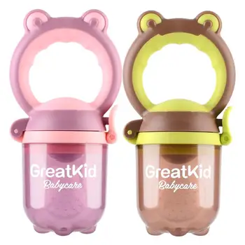 

Baby Teething Fruit Vegetable Pacifier Silicone Cartoon Food Pink, Green Feeding Nipple