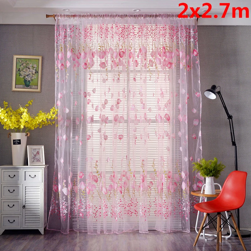 Прозрачная Вуаль занавеска s драпировка панель шарф Ассорти цветочный узор занавеска