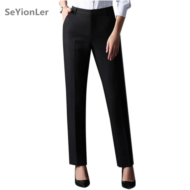 Formal Pants for Women Autumn Office Lady Style Work Wear Mid Waist  Straight Pants Business Design Trousers Women s491 - AliExpress