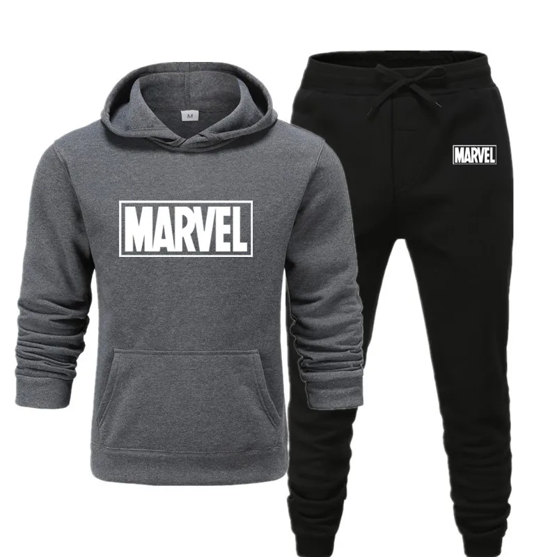 Спортивный Костюм Marvel с принтом «Человек-паук», Мужские Термо спортивные комплекты, хлопковая толстовка с капюшоном+ штаны, спортивный костюм, повседневные толстовки, спортивный костюм
