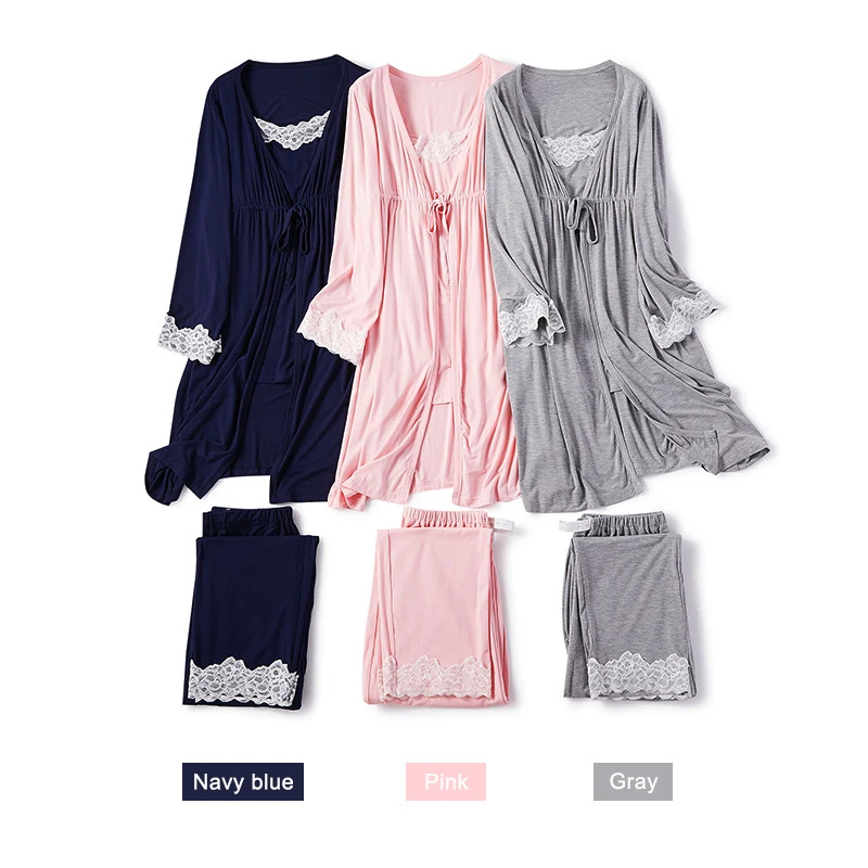 Комплект из 3 предметов пальто брюки жилет женские пижамы для беременных мягкая