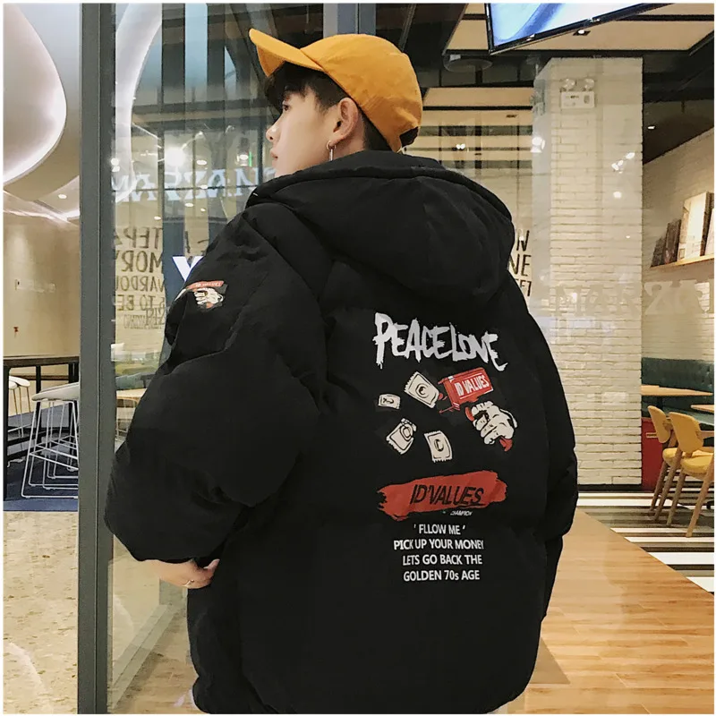 

2019 Winter New Bread Men's Korean Version Of The Loose Thick Graffiti Student Leisure Harajuku Street Cotton Clothing