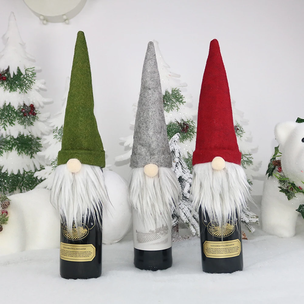 

9pcs/set Christmas Doll Wine Bottle Case Nordic Land God Santa Claus Champagne Wine Bottle Cover New Year Decoration