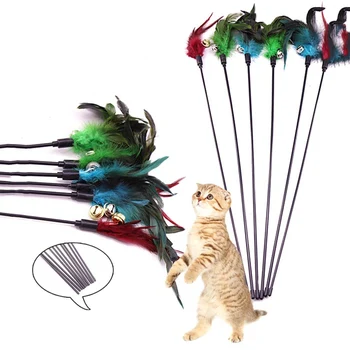

New Colorful Feather Bell Pet Funny Cat Stick Feather Funny Cat Stick Interactive Funny Cat Toy Funny Cat Rod
