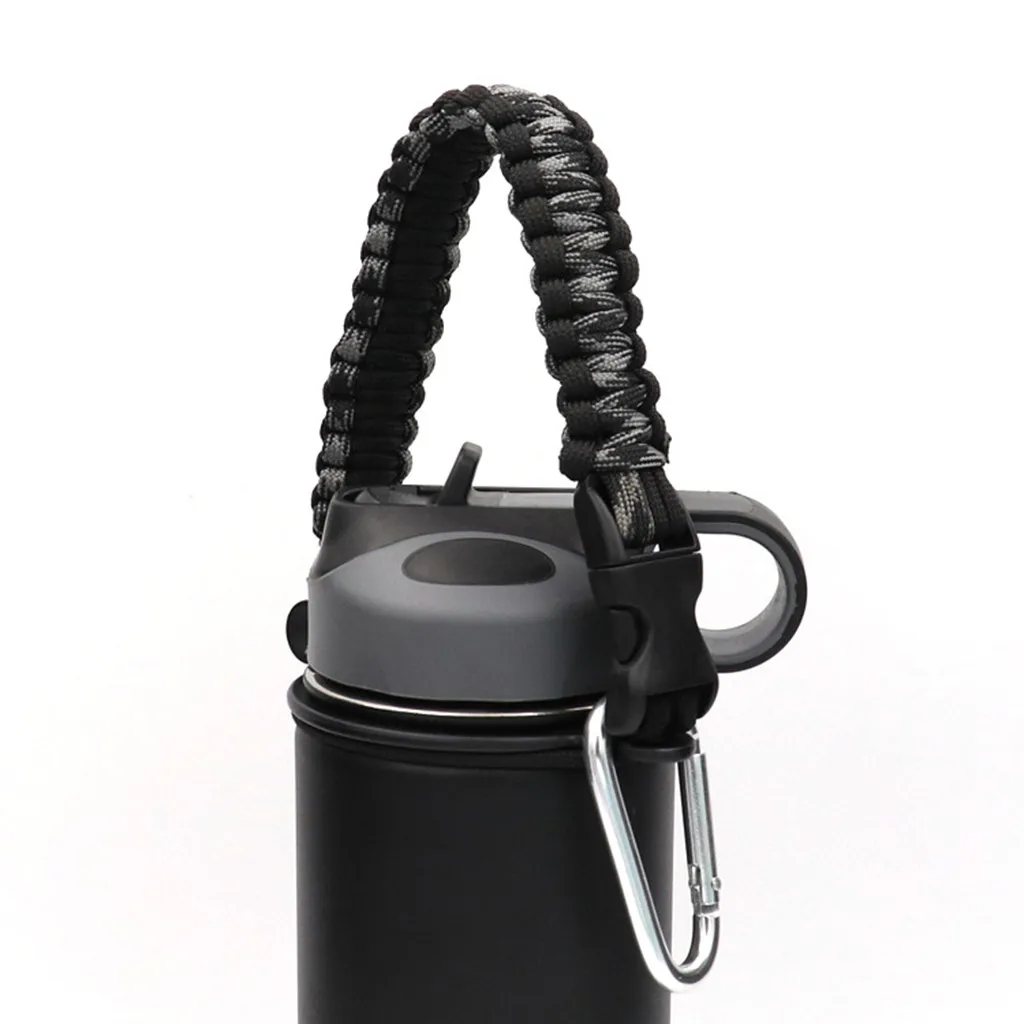 Велосипедная чашка веревка Спортивная кружка цветная портативная веревочная ручка ремень для выживания с защитным кольцом для широкого рта бутылки для воды безопасный