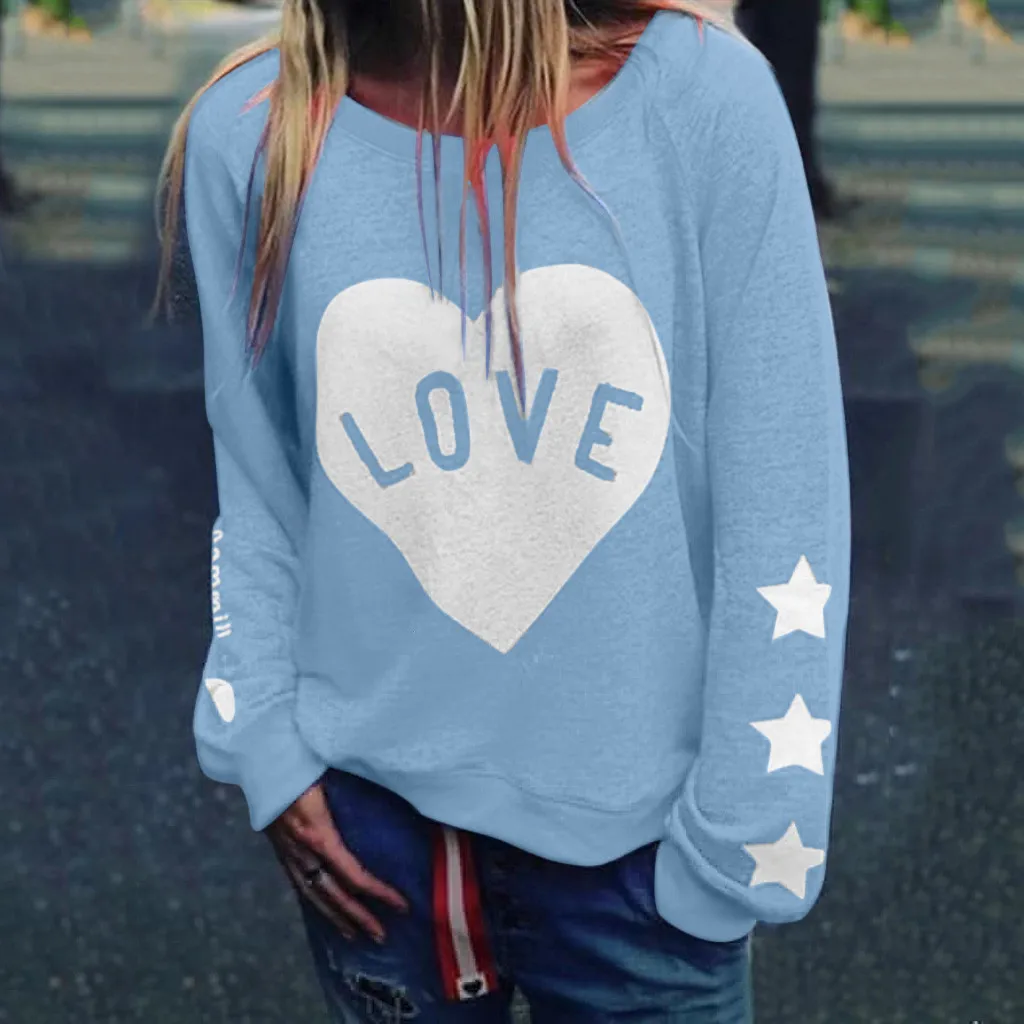 Женская блузка с надписями и надписью LOVE, женская блузка с длинным рукавом, топы размера плюс, Женская осенне-зимняя блузка#30