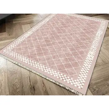 

Slip-resistant Outsole Digital Print Velvet Carpet Checkers Powder 80x150 cm