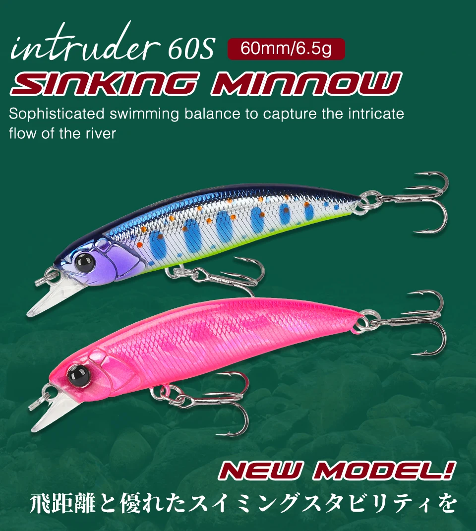 TSURINOYA 4 TEILE/LOS Sinking Minnow Angeln Locken Neue Modell 60mm 6,5g Künstliche Harten Köder Forelle Hecht Bass Jerkbait wobblerTackle – Detail 1
