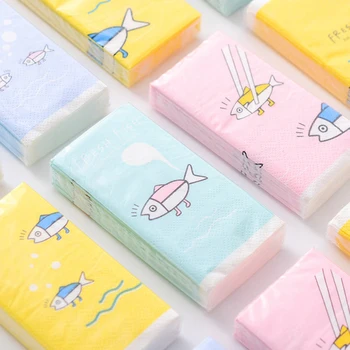 

Small Packs of Color Printing Handkerchiefs Paper Towels Portable Napkins Paper A Variety of Colors Are Shipped Randomly 1 PCS