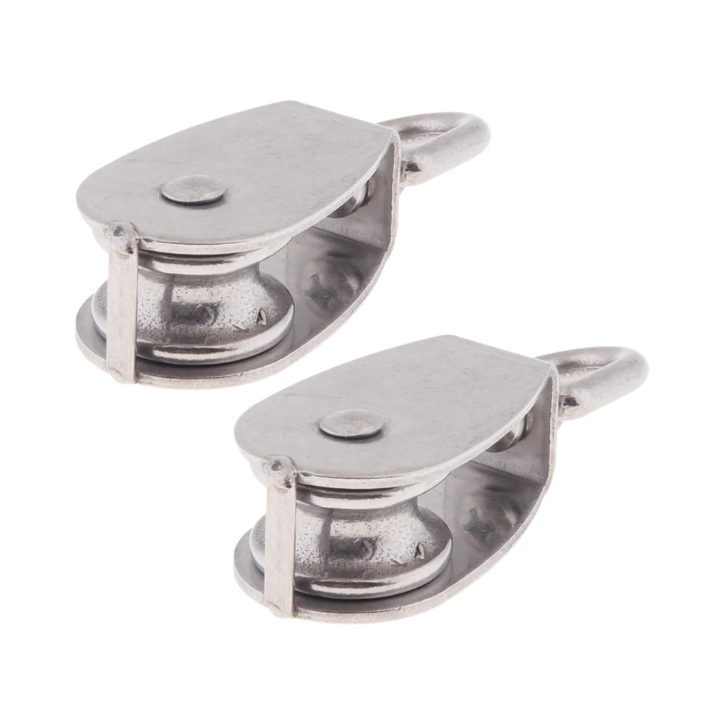 2Pcs 304 Stainless Steel Single Swivel Pulley Block with Swivel Eye M32