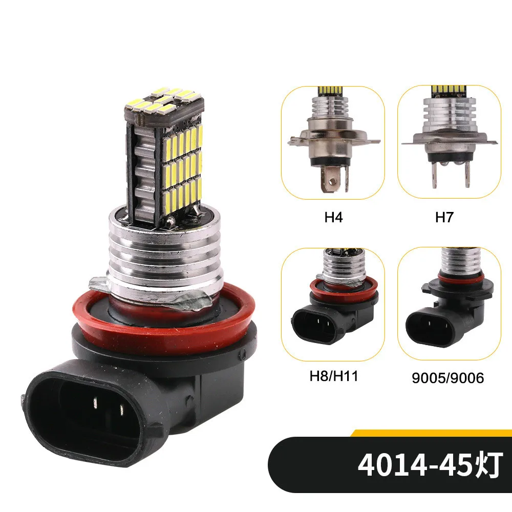 2 шт. автомобиль H4 H7 H8 H11 Led 9005 9006 4014 45SMD Противотуманные фары дневного света лампы поворот Парковка лампы 12V