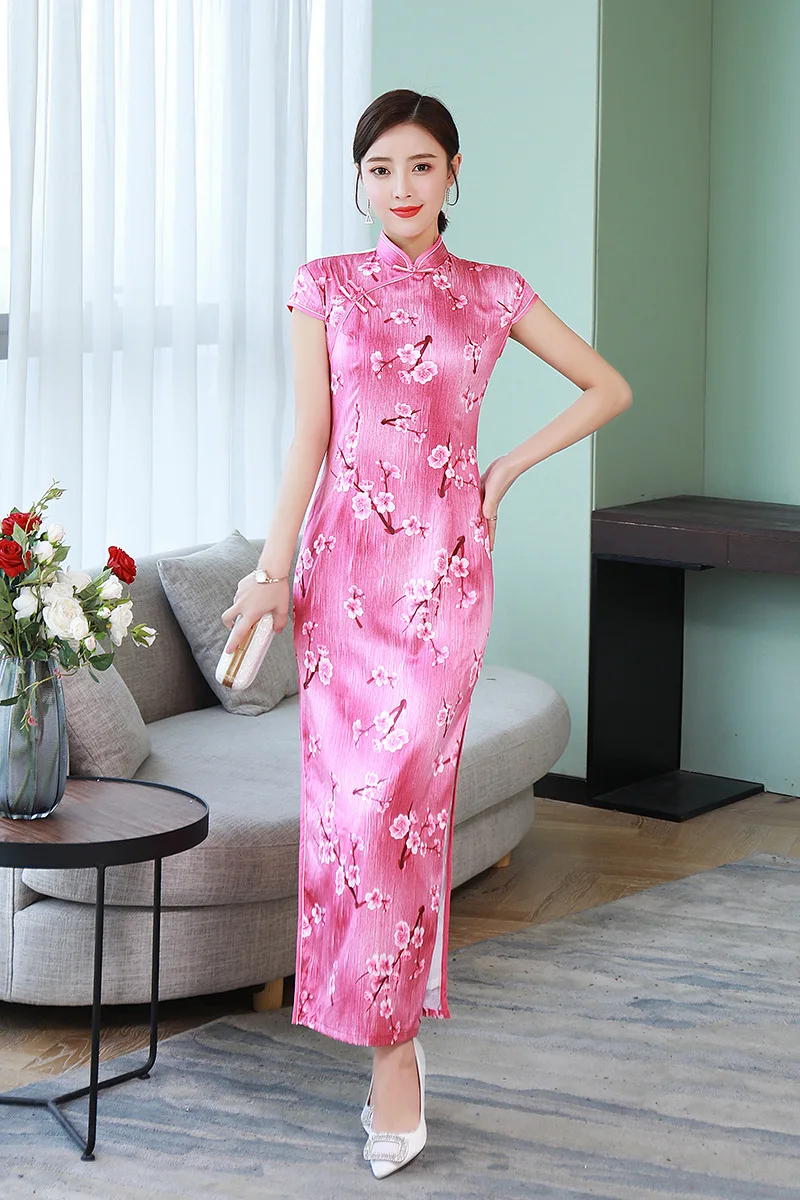 Cheongsam Элегантное Длинное Платье с секциями, весна, платье Ципао на каждый день размера плюс XL, модное тонкое платье для девочек в китайском стиле - Цвет: style 3