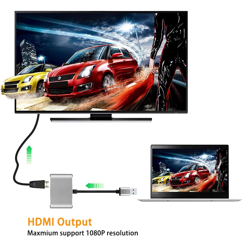 USB 3,0-HDMI VGA 1080P 2 в 1 концентратор конвертер для ноутбука HDTV проекторы мониторы HDMI синхронизация видео выход адаптер для Macbook